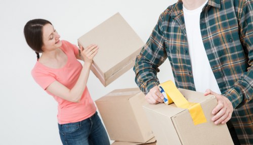Packed household items ready for loading during a local move