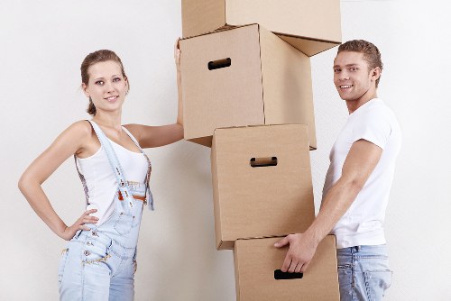 Office and household items being moved by van in Earls Court