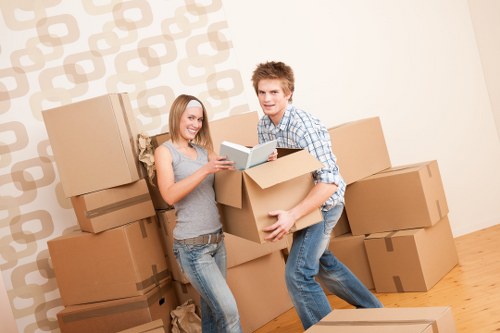 Commercial removals team working in a West London office area